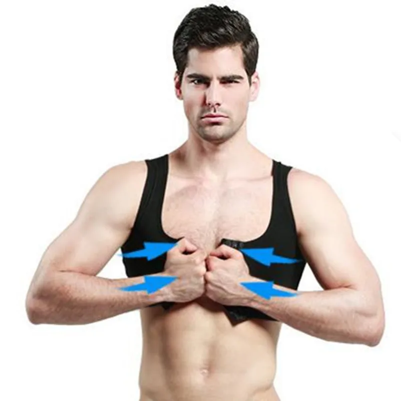 Male control chest Bra Gynecomastia Chest Shaper Vest tops Sexy Men Posture Corrector Compression Shirt Corset