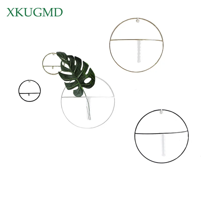Round Hanging Wall Vase Simple Nordic Test Tube Hydroponic Plant Bottle