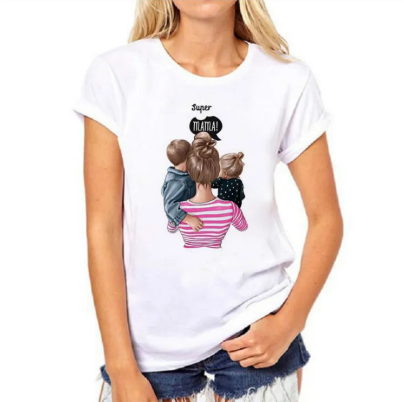 Женская футболка с надписью «Mommy's Love» Женская одежда с принтом «Super Mama» модная футболка с принтом женская футболка Топы с короткими рукавами