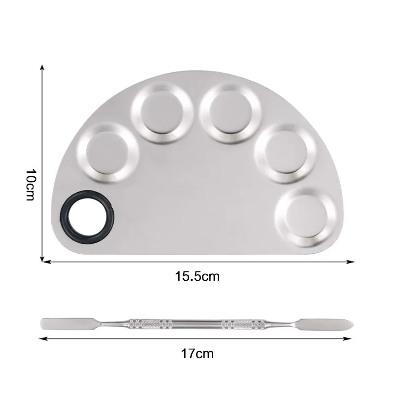 1 Набор палитра из нержавеющей стали+ Палетка для перемешивания штанги, таблица, коврик, моющийся, для салона, маникюра, нейл-арта, оборудование, инструменты для макияжа