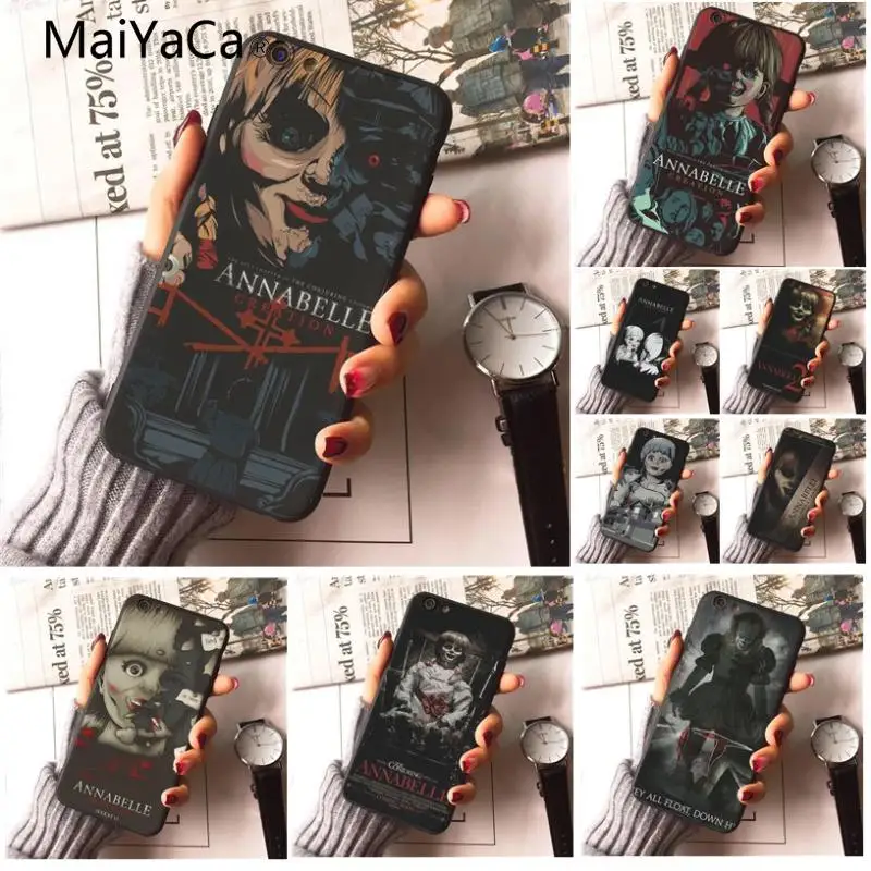 MaiYaCa Annabelle Creation Horror Movie 2018 цветной чехол для iphone X 8 8plus черный и 7 7plus 6 6s | Мобильные
