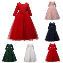 Детские платья для маленьких девочек; кружевное платье принцессы с бантом для новорожденных девочек; платье для дня рождения и свадьбы;