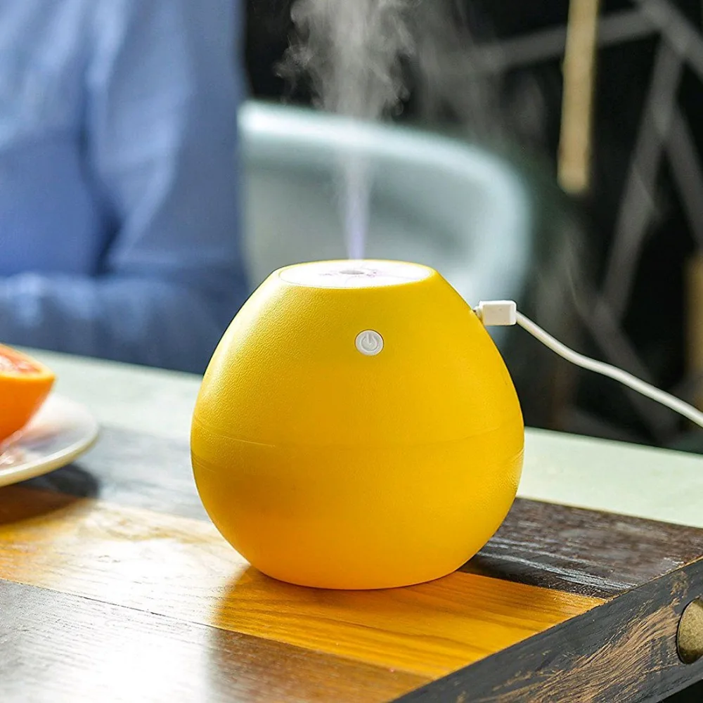 

2019 Ultrasonic Cool Mist Air Humidifier - 400ml Personal Mini Diffuser with Auto Shut-off, USB Portable Fresh Lemon Shape