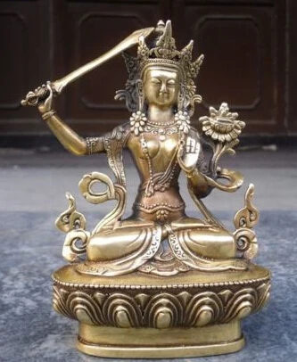 

Tibetan Buddhist bronze MANJUSHRI buddha statue 14 cm