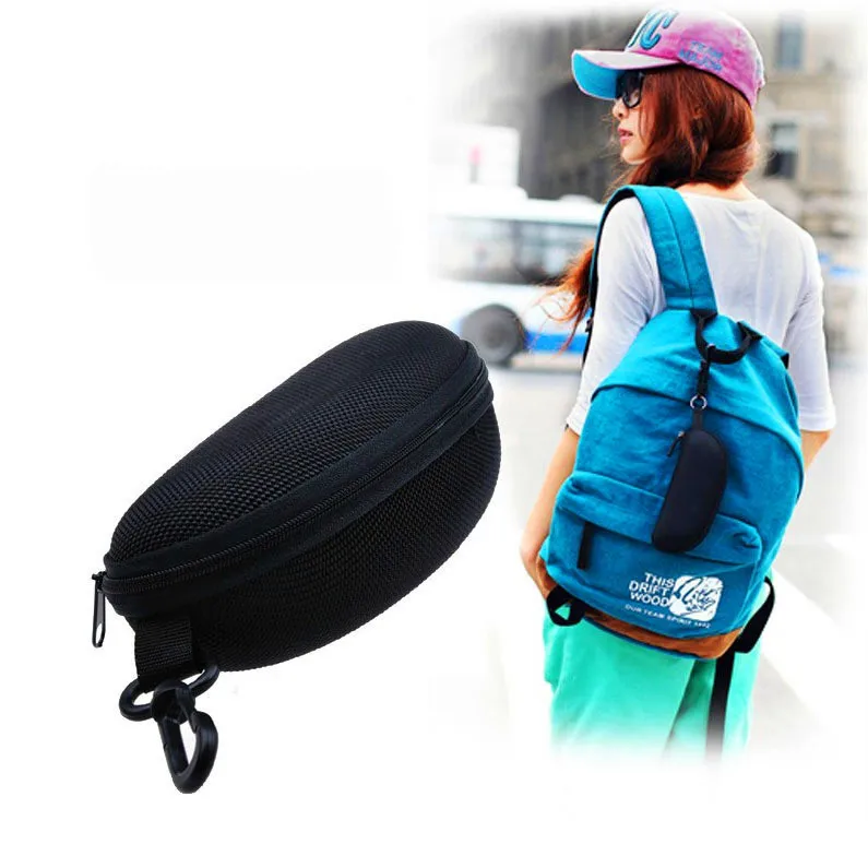 Black Zip Hard Eye Glasses Sunglasses Storage Case Zipper Protector Box