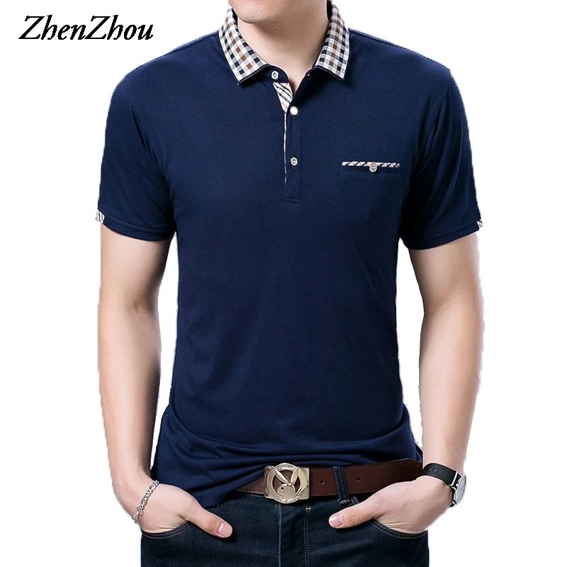 M-3XL Plaid Collar Summer Mens Polo Shirts Brands Short Sleeve Shirt Men Polos Para Hombre 2021 P82 | Мужская одежда