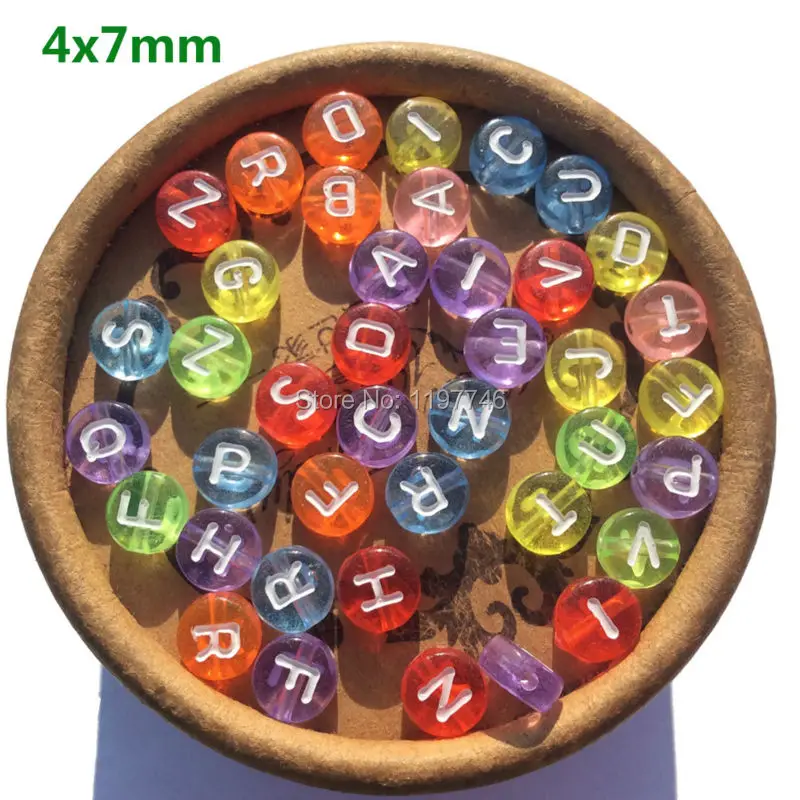 

Mini Order A- Z Any Letter Colored Clear With White 100pcs 4 x 7mm Coin Acrylic Single Letter Beads Individual English Alphabets