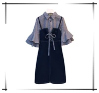 2018-Spring-Summer-Trumpet-Sleeves-Cowboy-Harness-Dress-Women-Two-Piece-Set-Girls-Stripes-Shirts-Denim.jpg_200x200