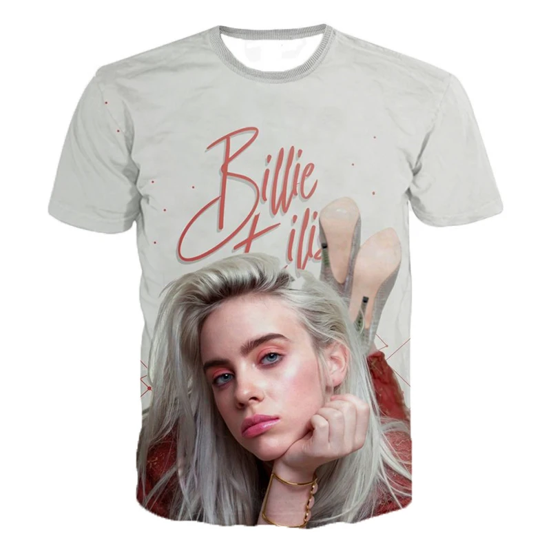 Music Singer Billie Eilish 3D Printing T Shirts Men Women Short Sleeve ...