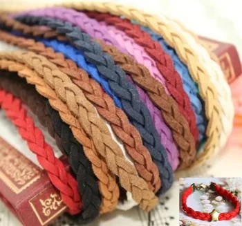 

8 colors 5mmx24m(78ft) braid suede cord faux leather string/lace/strip bracelet DIY thong jewellery free shipping 20colors