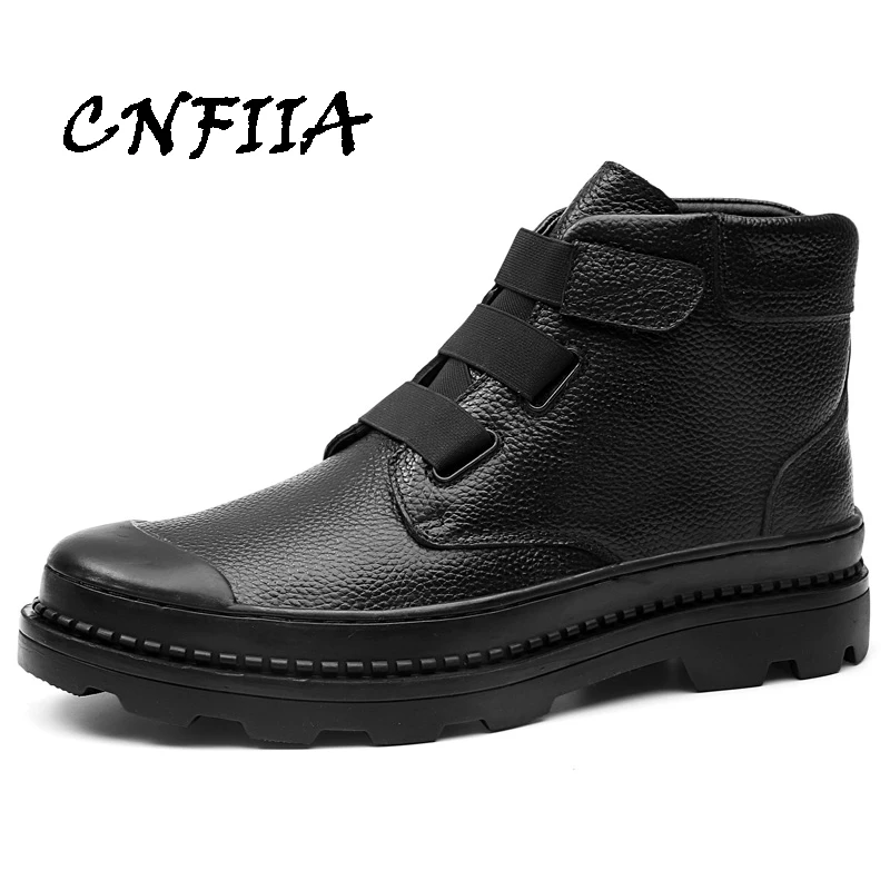 

CNFIIA Working Safety Boots Male Shoes Casual Black Big Size 45 46 Men Boots Genuine Leather Mens High Quality Trekking Shoes