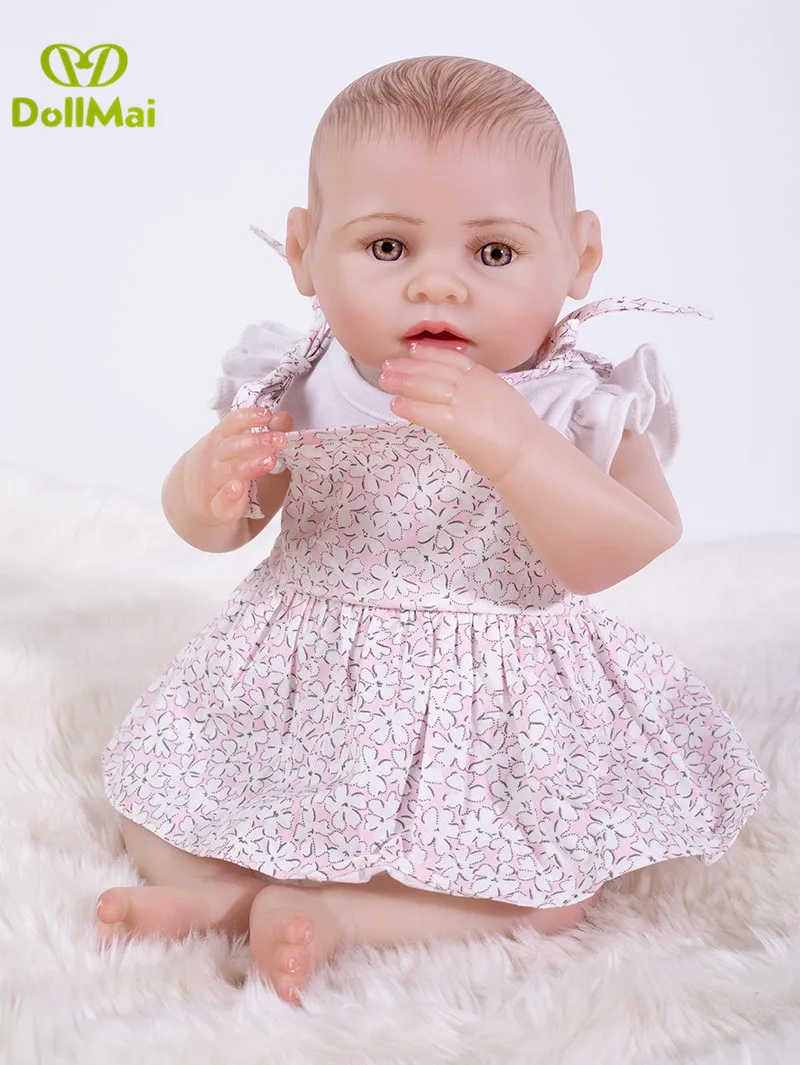 

Cute bebe girl reborn 43cm full vinyl silicone reborn baby dolls lifelike can bathe child doll gift