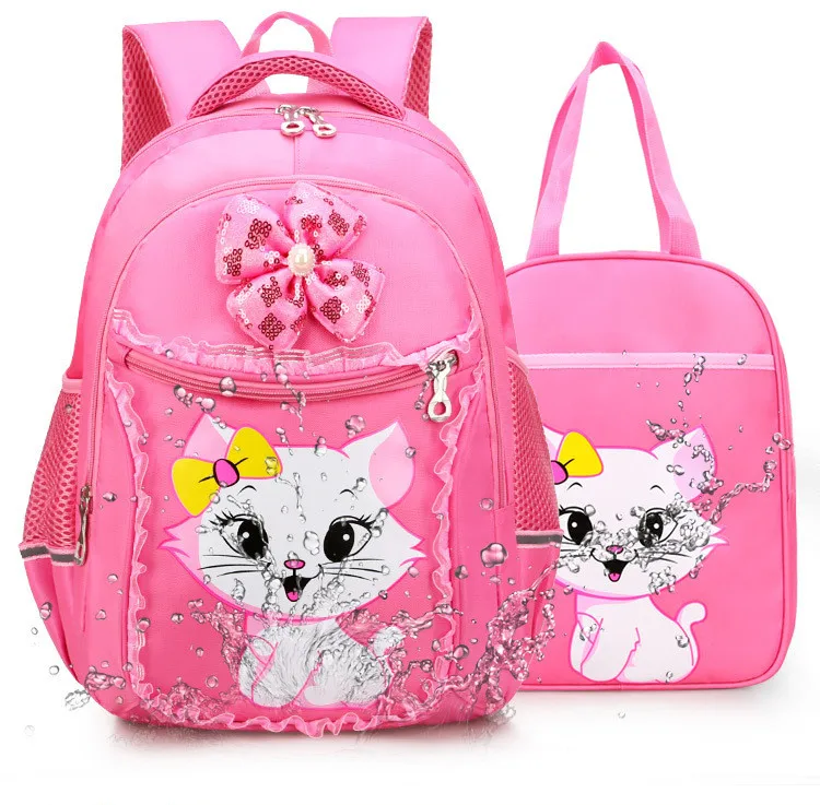 Набор школьных сумок для девочек, милый милые Мультяшки, для принцессы, кот, Детский рюкзак для детей, кружевной рюкзак для книг, рюкзак для начальной школы
