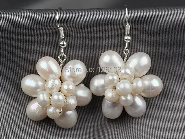 

Details about Natural White Freshwater Pearl Flower Earrings - Pearl Earrings
