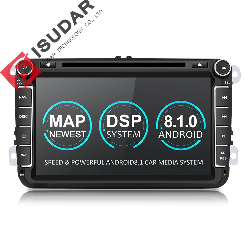 Isudar 2 Din reproductor Multimedia Android 8,1 Radio Auto para Skoda/Seat/Volkswagen/VW/Passat b7/POLO/GOLF 5 6 DVD GPS Quad-core - 1