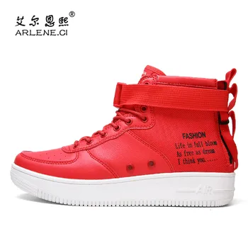 

2019 Autumn Men Vulcanized Shoes High Top Sneakers Male Classics Canvas Breathable Flat Men Footwear AirForce 1 Tenis Masculino