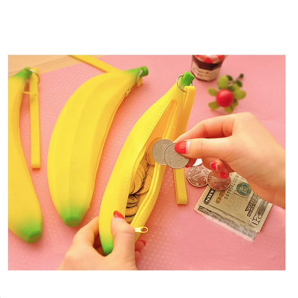 Want Go милые детские кошельки с бананом для монет, силиконовый карандаш для девочек, сумка для хранения, сумочка в форме монеты для детей, портативный клатч на молнии
