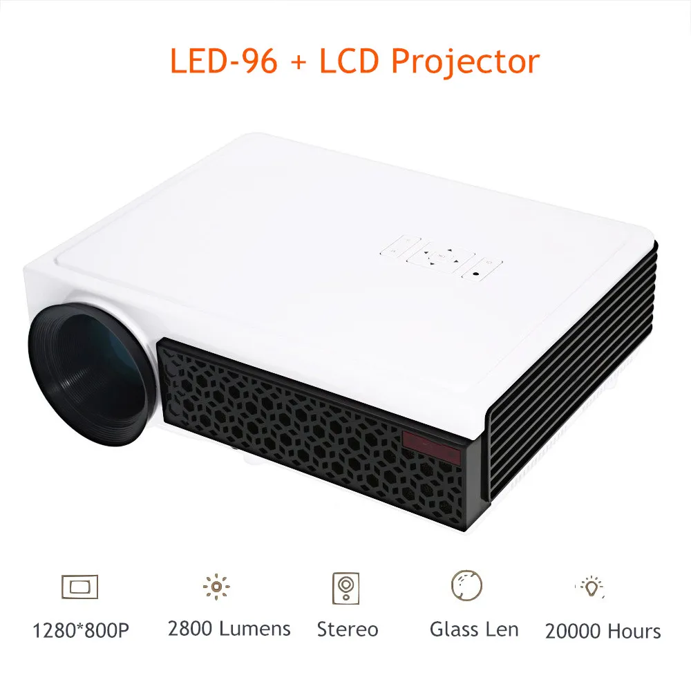 

AAO LED-96 + LCD Projector Android 2800 Lumens 20000 hours 1280 X 800P Pixels 1080P Full HD Media Player HDMI USB Home Theater