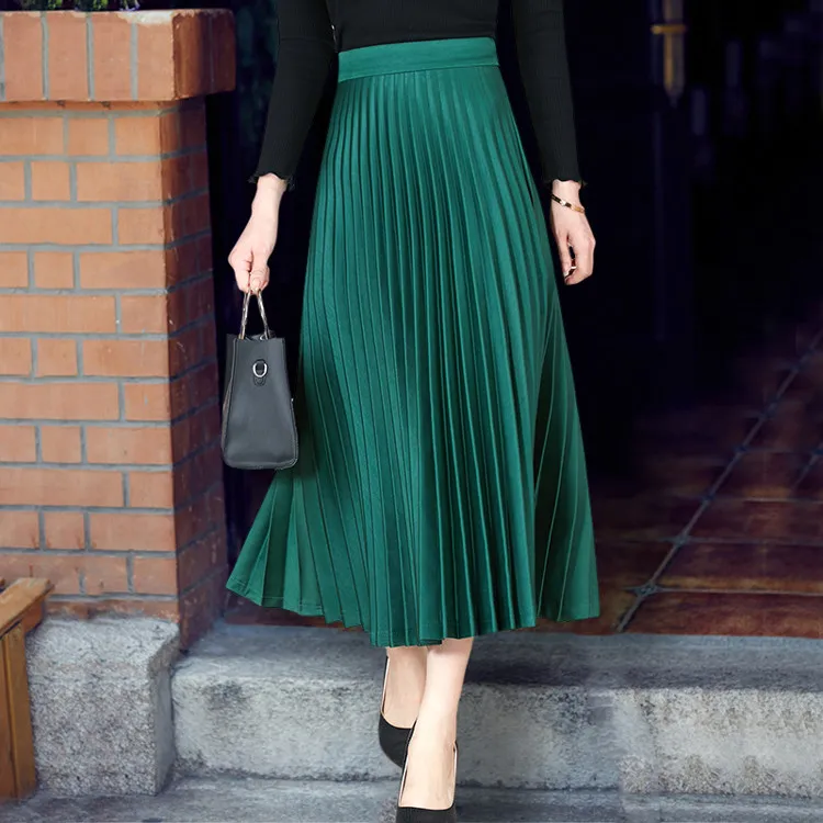 

HOT SELLING Miyake Fashion fold pure color pleated skirt of tall waist skirts IN STOCK