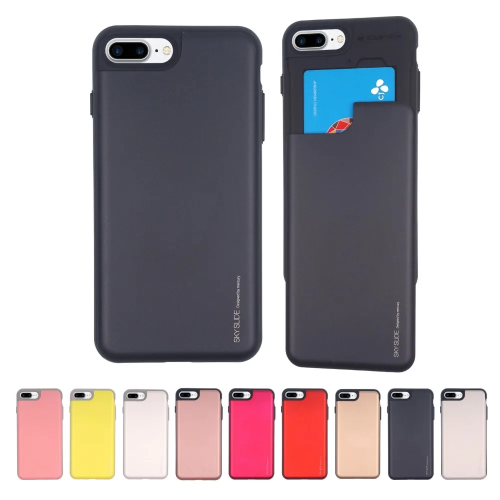 

Original Mercury Goospery Sky Slide Bumper Back Slot Card Holder Hard Case Skin Cover for iPhone 6 6s 7 8 Plus X