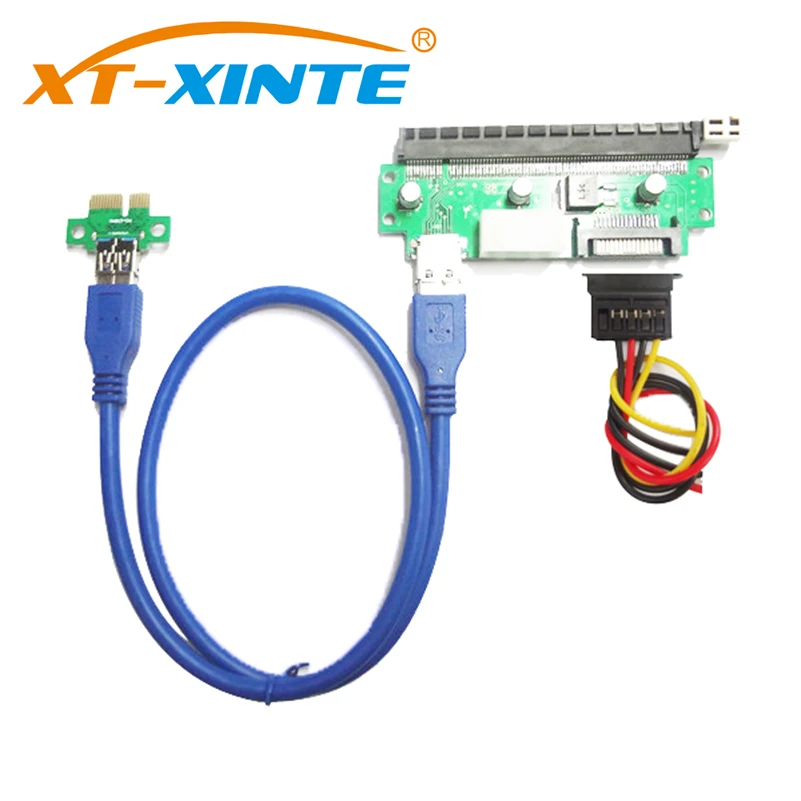 XT-XINTE PCI-E X1 to X16 Extension Riser Card PCIE USB3.0 Graphics Display Cable Extension Adapter Card for Mining BTC Miner