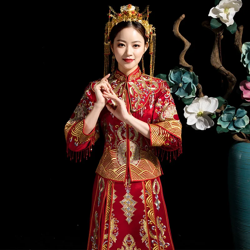 Новинка, классический красный длинный Qipao Suzhou, вышивка, Cheongsam, Свадебный костюм, элегантное женское свадебное платье для невесты, XS-3XL