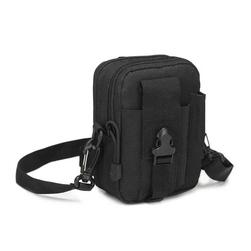 Новые мужские Наплечные сумки через плечо, поясная сумка на пояс, нейлоновый чехол на пояс в стиле милитари, маленькая сумка-мессенджер для сотового/мобильного телефона - Цвет: Black
