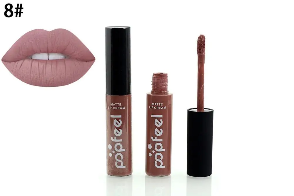 2016-Marca-de-Maquillaje-Impermeable-batom-Tinte-brillo-de-Labios-de-Terciopelo-Rojo-Verdadero-Marr%C3%B3n-Nude (10)