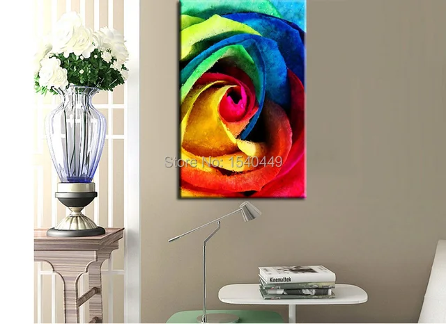 handmade abstract colorful rose oil painting cheap canvas art for