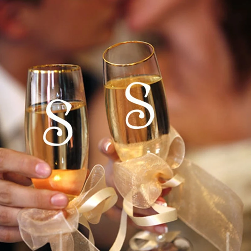 8 personalised names /& initials wine glass vinyl stickers transfers FREE POST