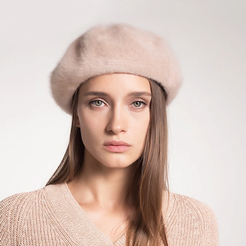Sedancasesa 2018 New Fashion Rabbit Hair Berets Caps Girl Hot Women