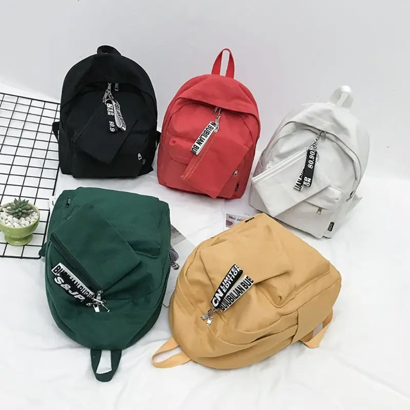 

2Pcs Canvas School Backpack Set