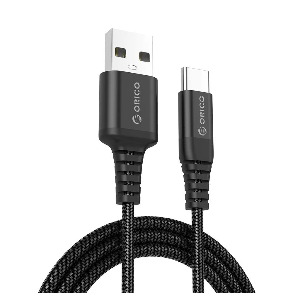 Кабель ORICO type-C-USB-A, 1 м/3 фута, зарядный шнур, USB-C, кабель для синхронизации данных, макс. 3 А, для смартфона, планшета, материя, черный/красный - Цвет: Black Color