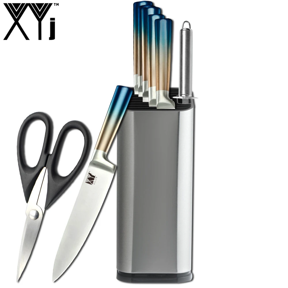 

Xyj Kitchen Cook Knife Holder Storage Stainless Steel Knife Sharpener Rod for Knives Large Capacity Multifunctional Knife Stand