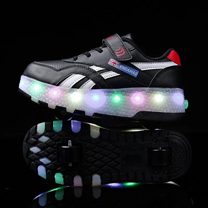  Two Wheels Luminous Sneakers USB Charging Led Light Roller Skate Shoes for Children Kids Shoes Boys - 33002003201