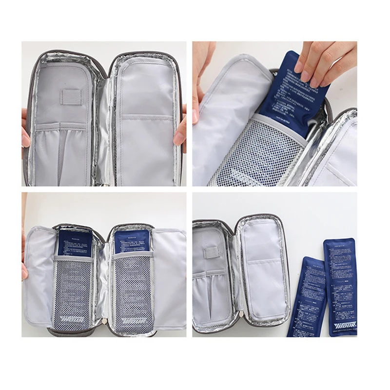 Nuovo dispositivo di raffreddamento Medico sacchetto di Droga scatola refrigerata Insulina portatile borsa termica borsa del ghiaccio per L'ambiente 1 scatola di 2 impacchi di ghiaccio