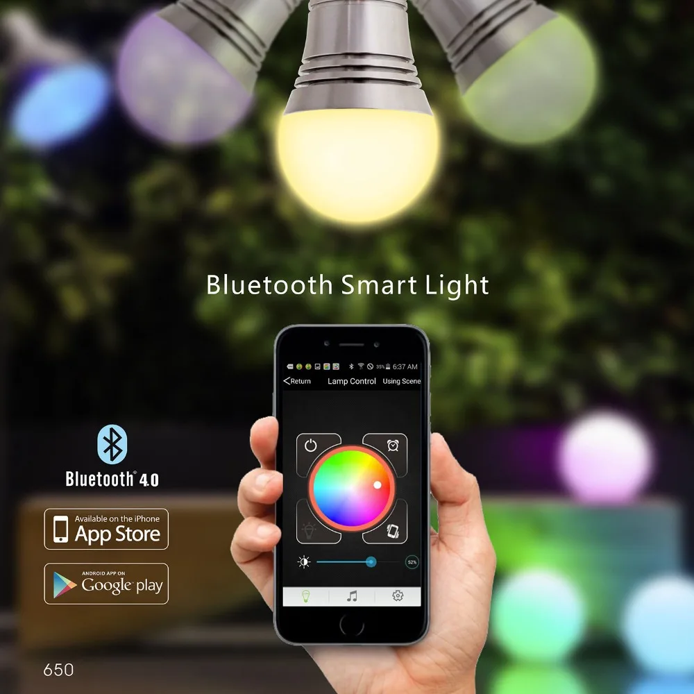 Bluetooth Smart LED Light Bulb Smartphone Controlled Dimmable ... Bluetooth Smart LED Light Bulb Smartphone Controlled Dimmable ...