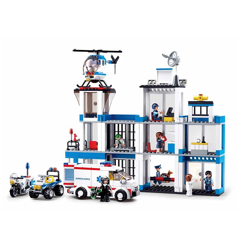 

606PCS City Police Station Building Blocks Figures Model Set Compatible all Brand Bricks Educational Toys For Children Kids Gift