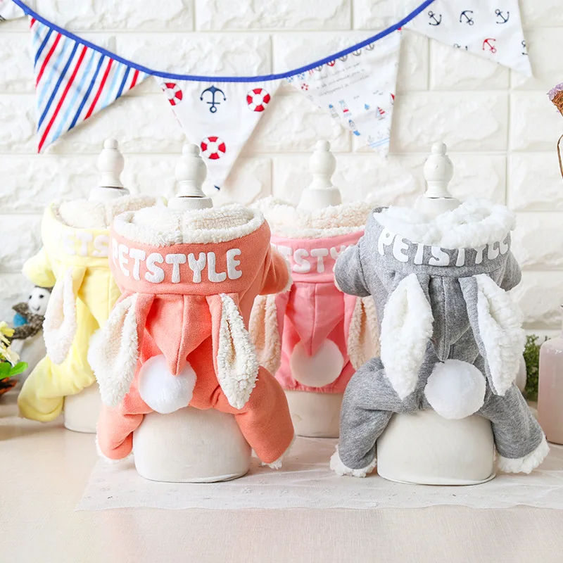 

Rabbit Dog Bathrobe Jumpsuits Pajamas Winter Warm For Large Dog Thick Coats Clothing For Pet Cat Small Dog Clothes