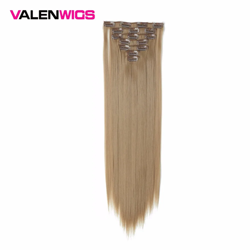 Valenwigs накладные синтетические волосы на заколках 22 дюйма длинные прямые чистый