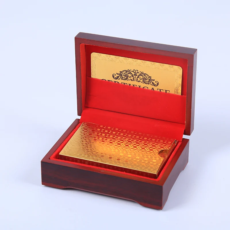 Творческий водостойкий позолоченный игральная карта Покер Игра Деревянная коробка 100 долларов дизайн Рождественский подарок