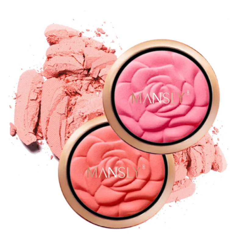 

MANSLY brand Rose Blush Powder Face Makeup Baking Blush With Puff Bronzer Baked Cheek Color Blusher Palette Sexy