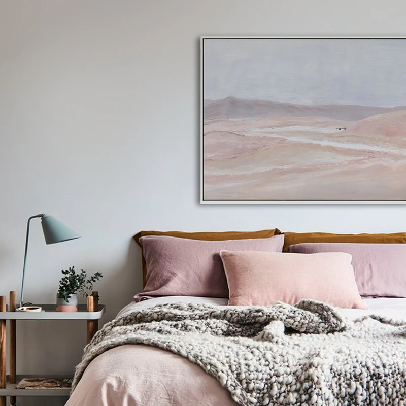 

Pink Landscape Picture Abstract Canvas Painting Vintage Wall Art for Bedroom French Posters Original Home Decor No Frame