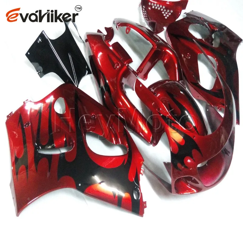 

motorcycle fairings for GSXR600750 1996 1997 1998 1999 2000 black flames ABS plastic panels kitH3