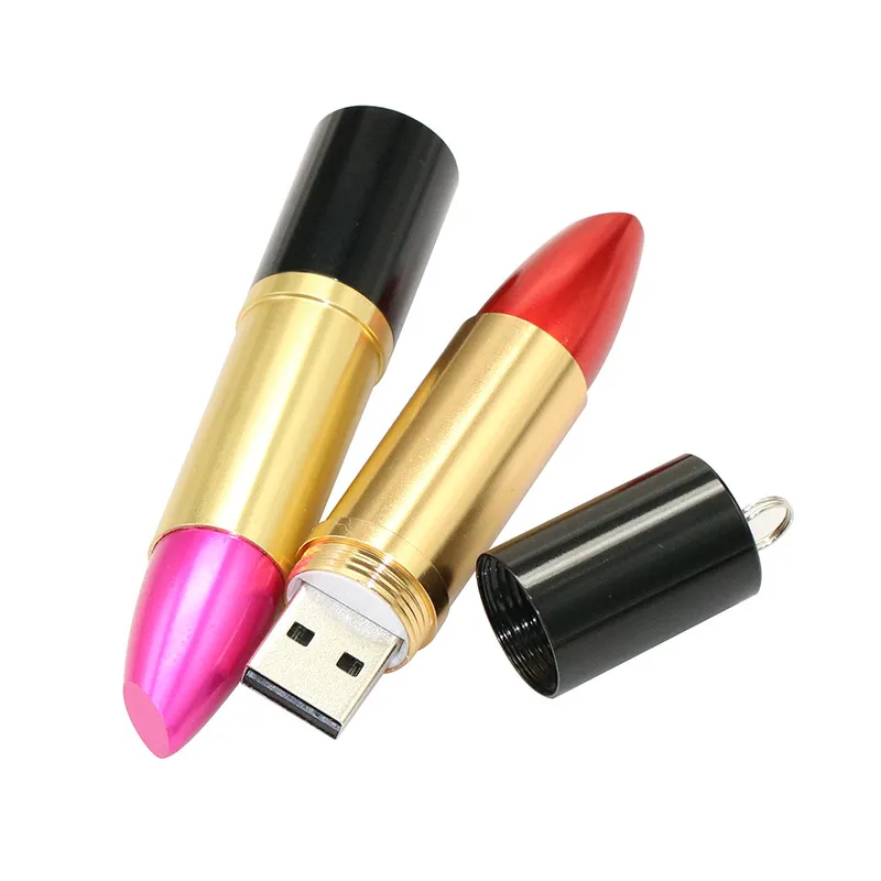Накопитель Красивая Помада Красного/розового цвета USB флешка 64 ГБ 32 ГБ 16 ГБ 8 ГБ металла помада USB 2,0 флэш-памяти флешки