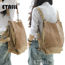 2016 Vintage Military Shoulder Bag Men Casual Retro Cotton Canvas Leather Backpack Rucksack Mochila De Mujer De Marca De Lujo