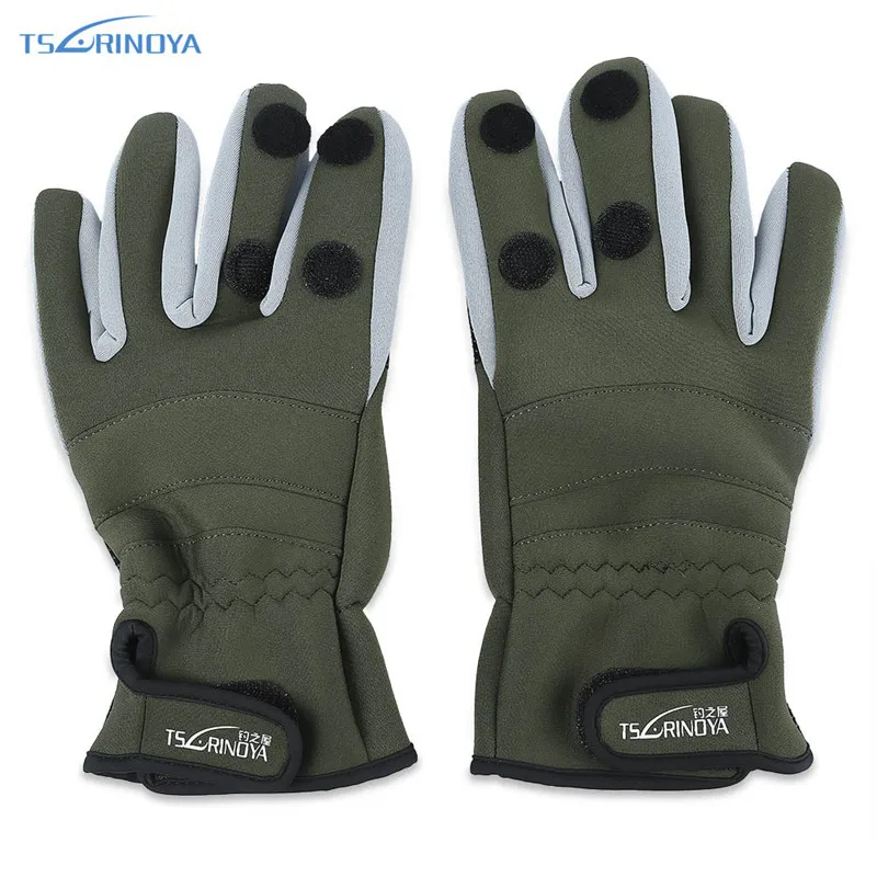 TSURINOYA 1 Pair Neoprene Fishing Gloves Waterproof Anti Slip Fishing
