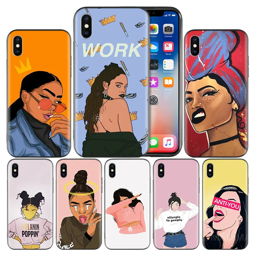 

2bunz Melanin Poppin Frosted Fundas Hull Case For Apple iPhone 7 8 6 6S Plus X XS MAX XR 5 5S 5C SE 10 Ten Protect Cover Coque