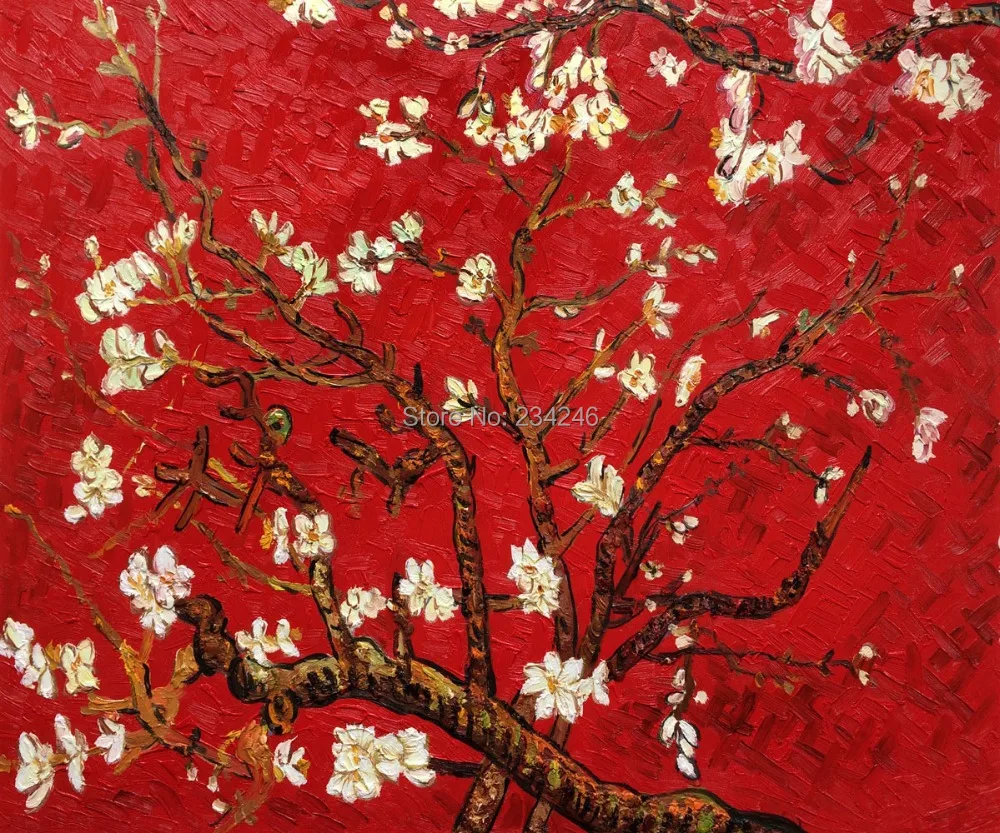 

Handpainted Oil Painting Canvas Branches of an Almond Tree in Blossom Vincent Van Gogh Painting Flower Wall Art