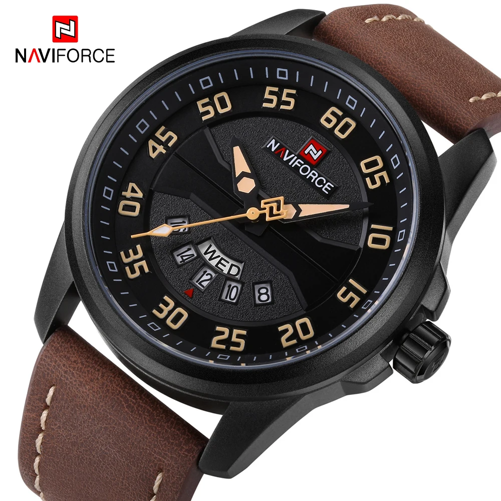 

NAVIFORCE 2019 Men Watches Leather Strap Luxury Brand Quartz Clock Men Casual Waterproof Watch Fashion Military Sport Wristwatch